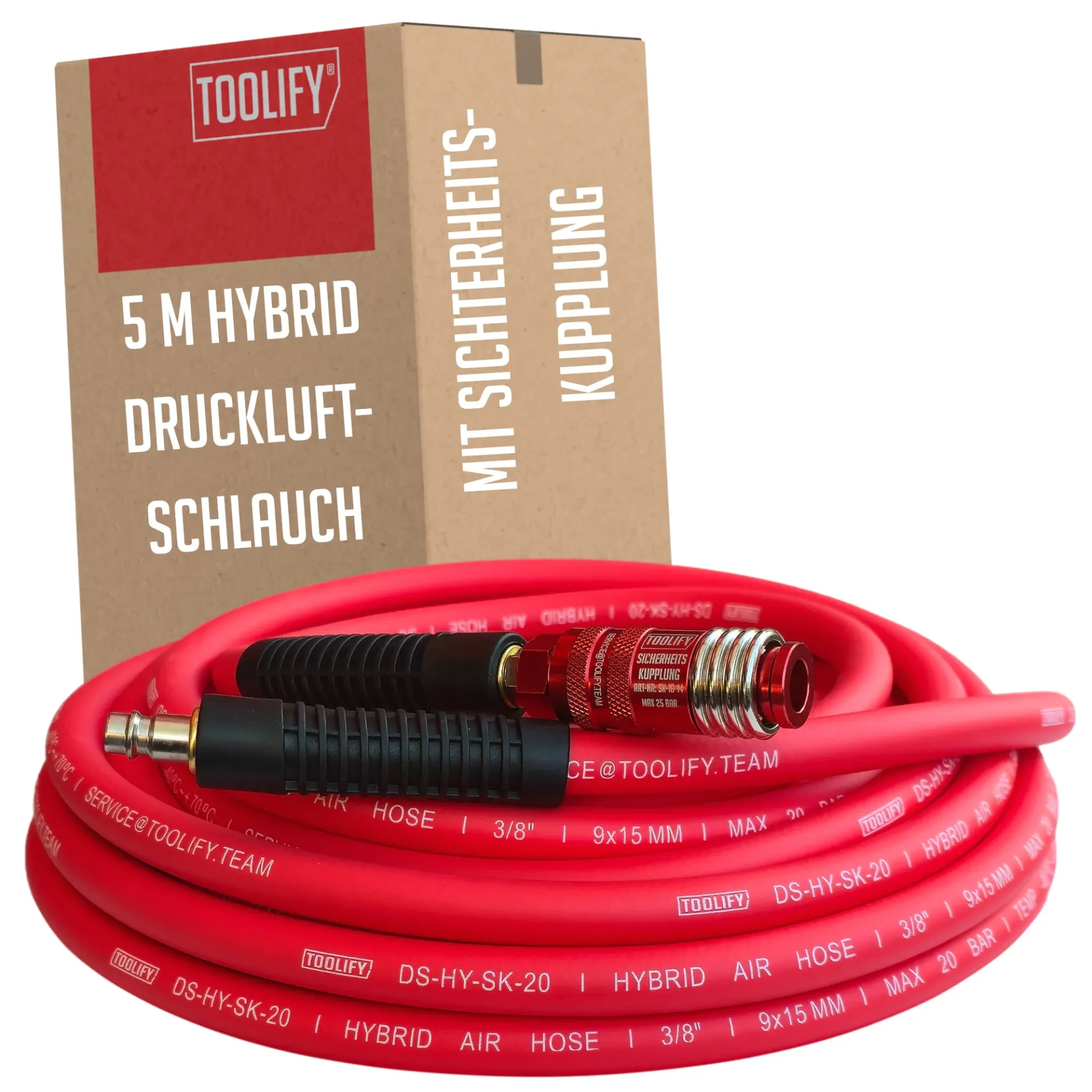 Druckluftschlauch 5 Meter mit Sicherheitskupplung